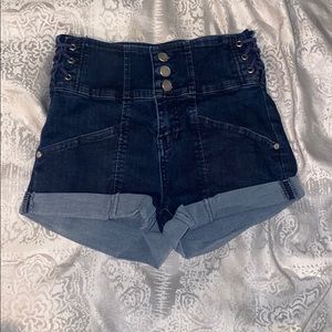 High rise denim shorts